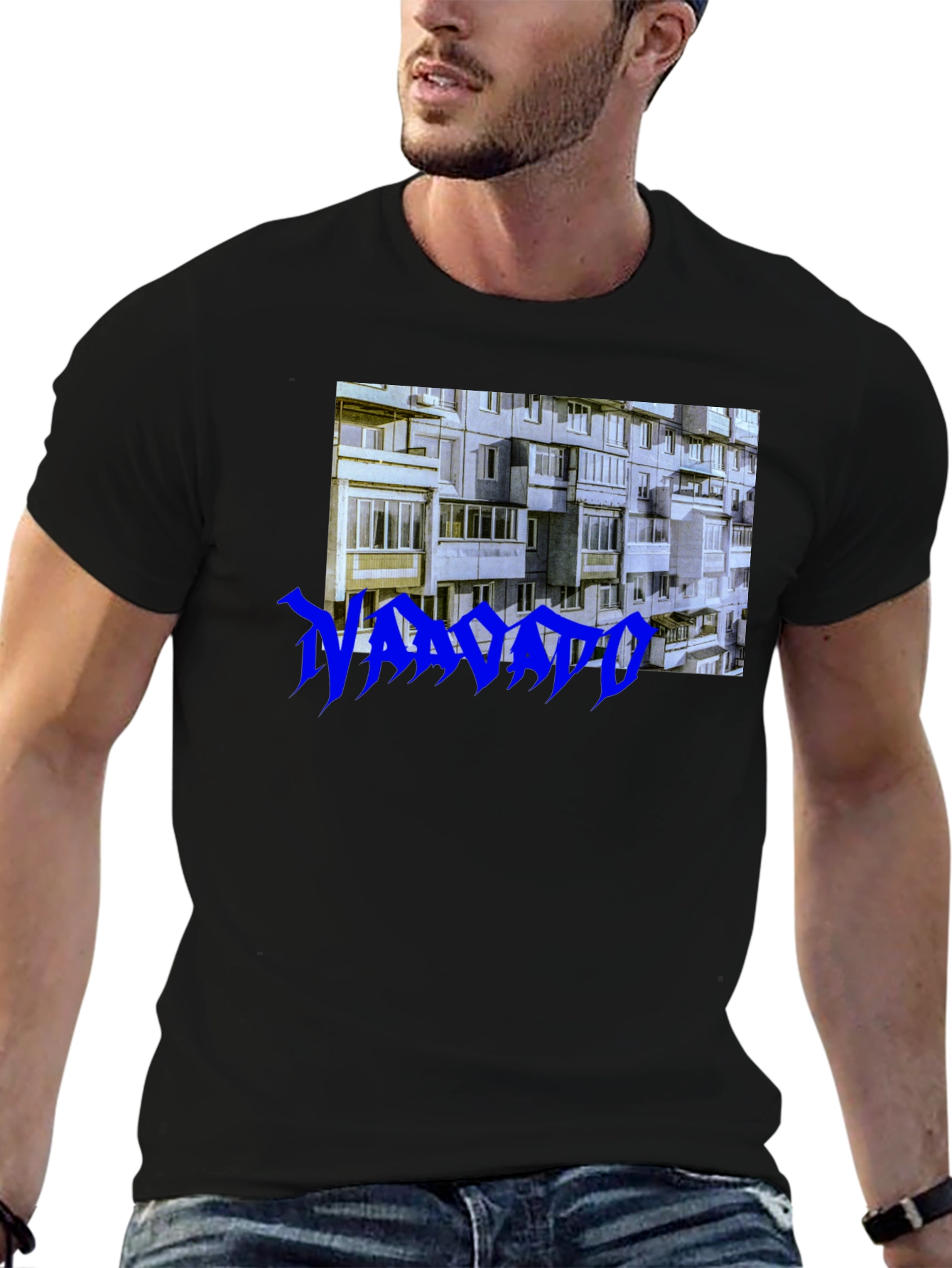 Urban Concrete T-Shirt - Blue Text Design