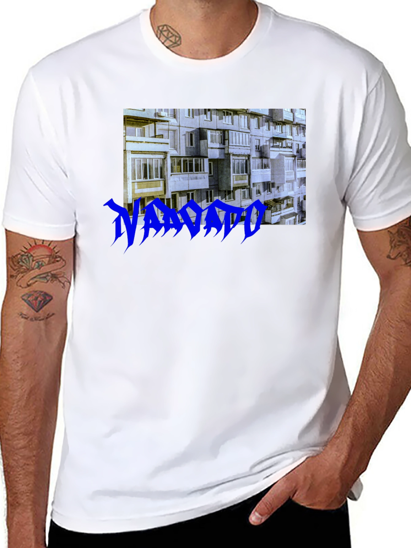 Urban Concrete T-Shirt - Blue Text Design