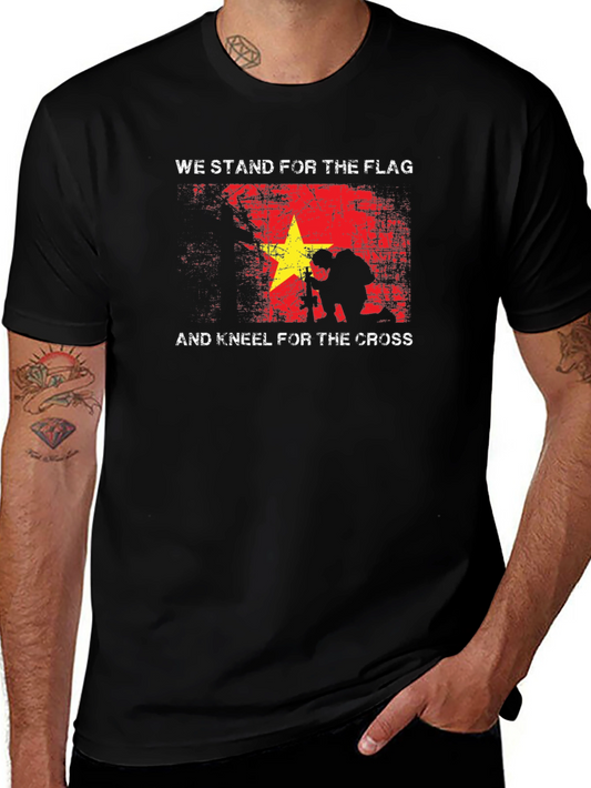 Stand For Flag Kneel For Cross Graphic Tee