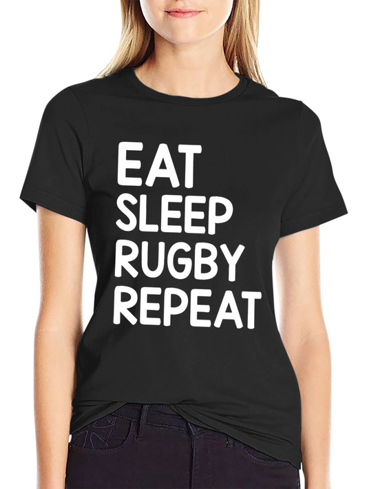 Eat Sleep Rugby Repeat Black T-Shirt