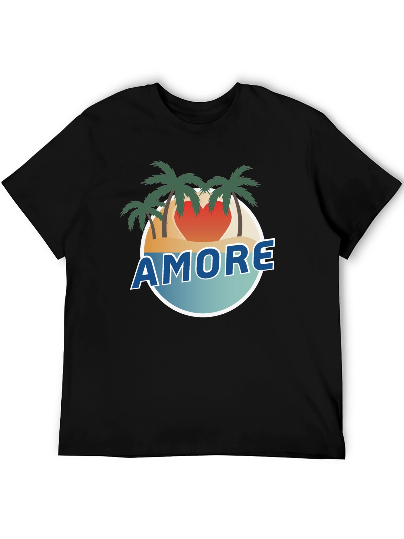 Amore Beach Scene Black T-Shirt
