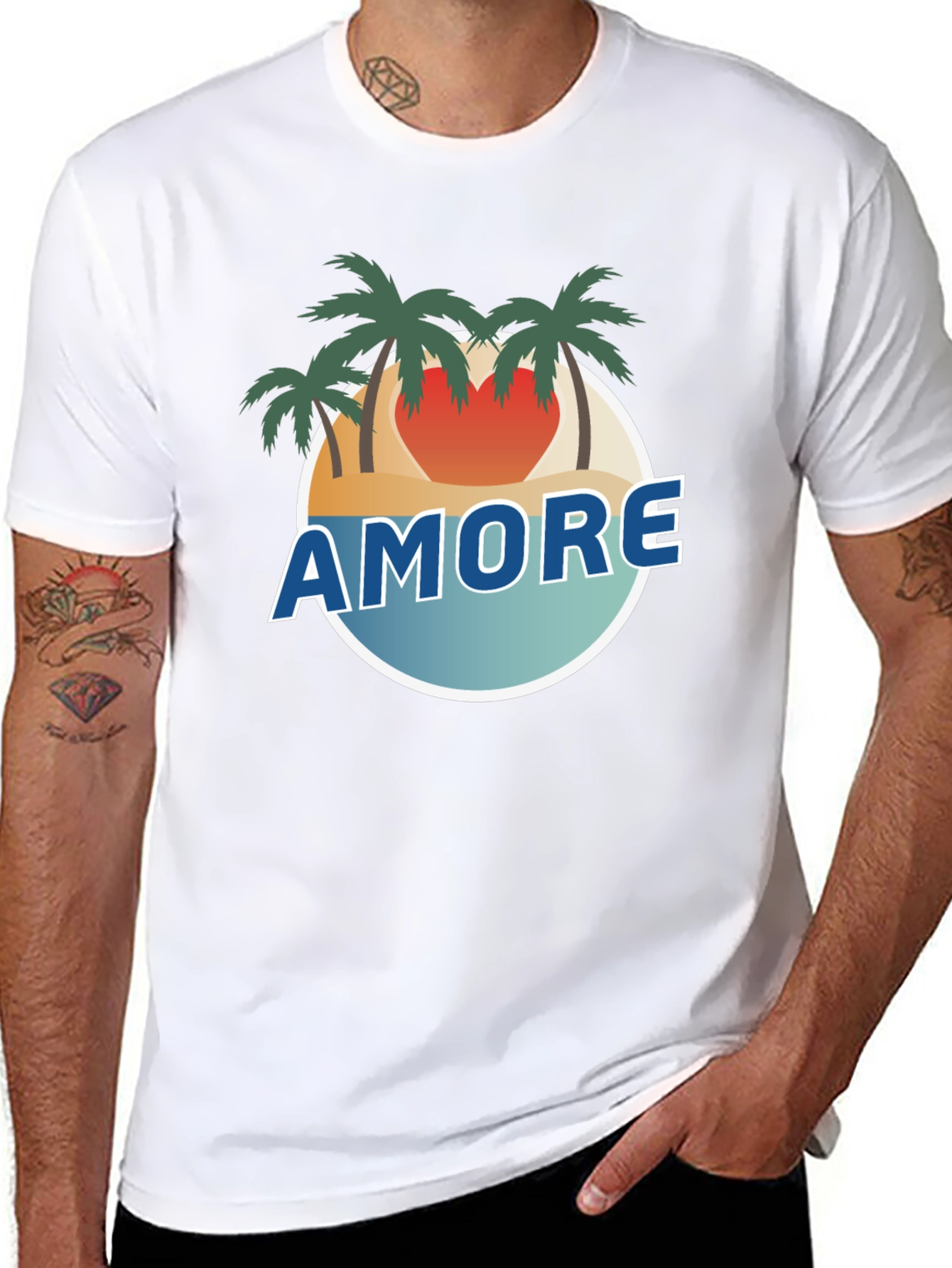 Amore Beach Scene Black T-Shirt