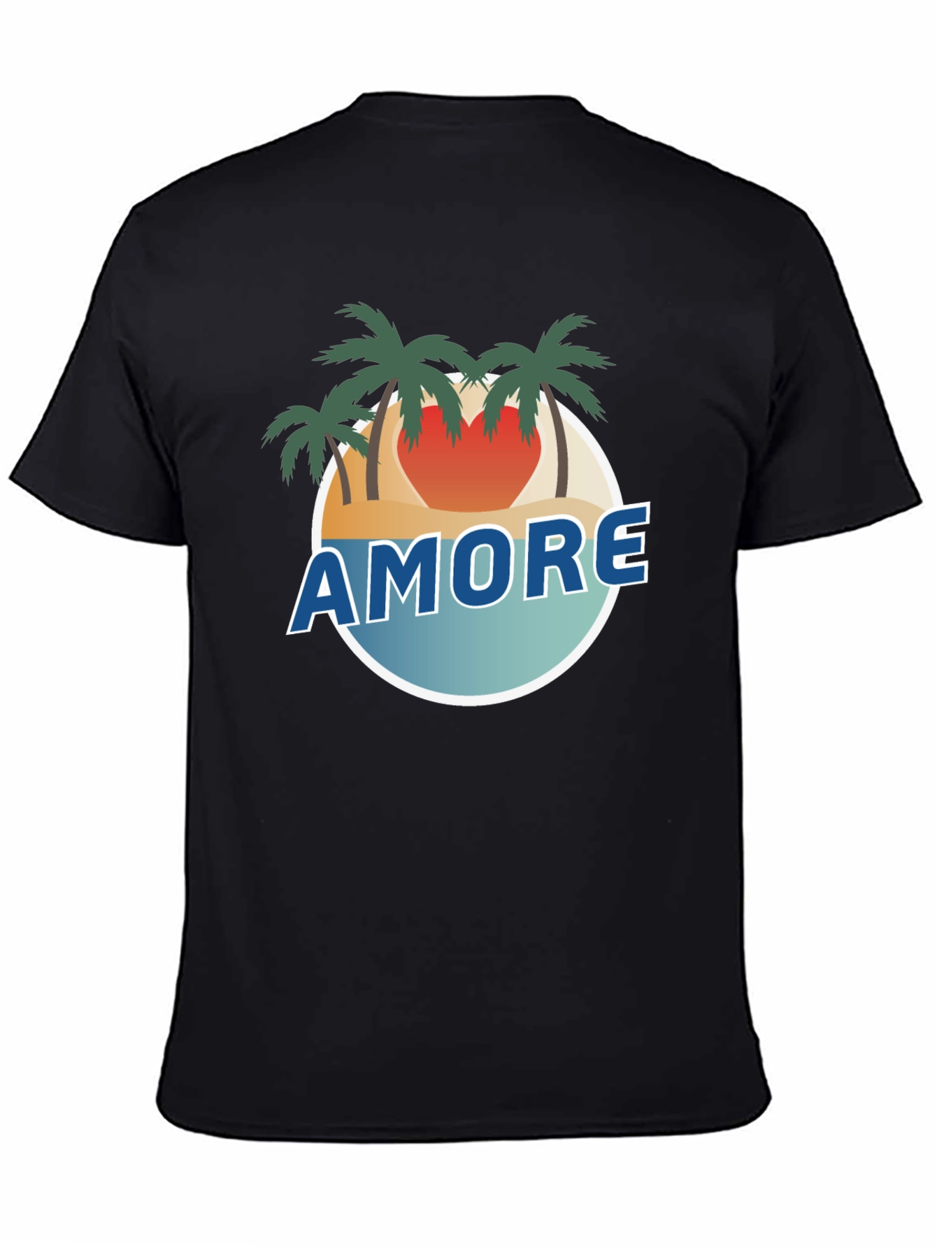 Amore Beach Scene Black T-Shirt