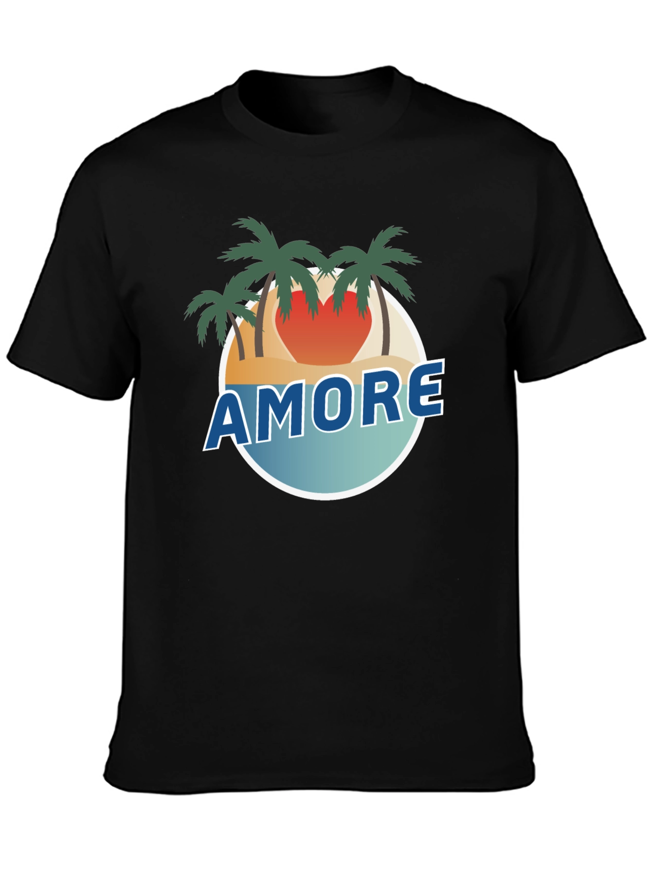Amore Beach Scene Black T-Shirt