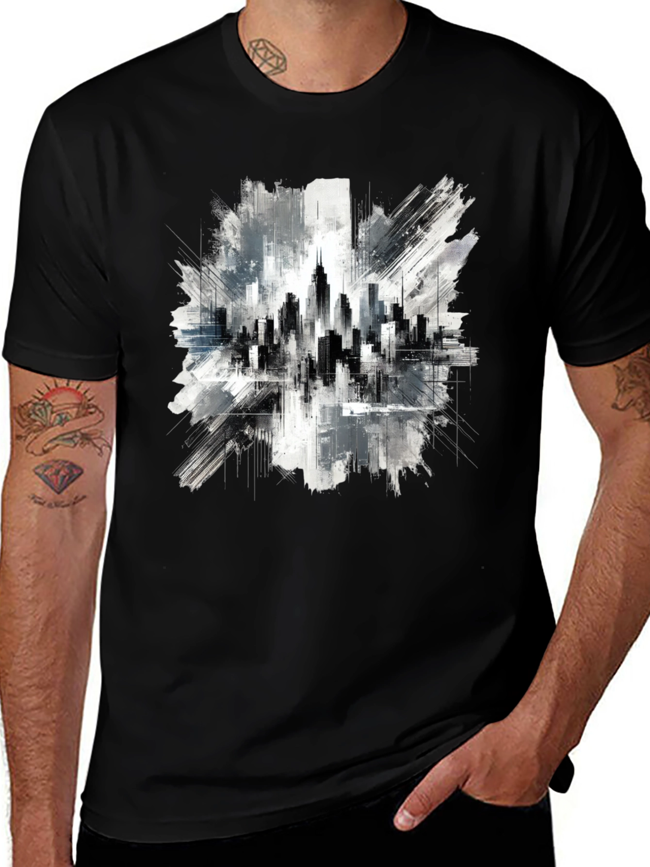Cityscape Graphic Tee - Urban Art Style