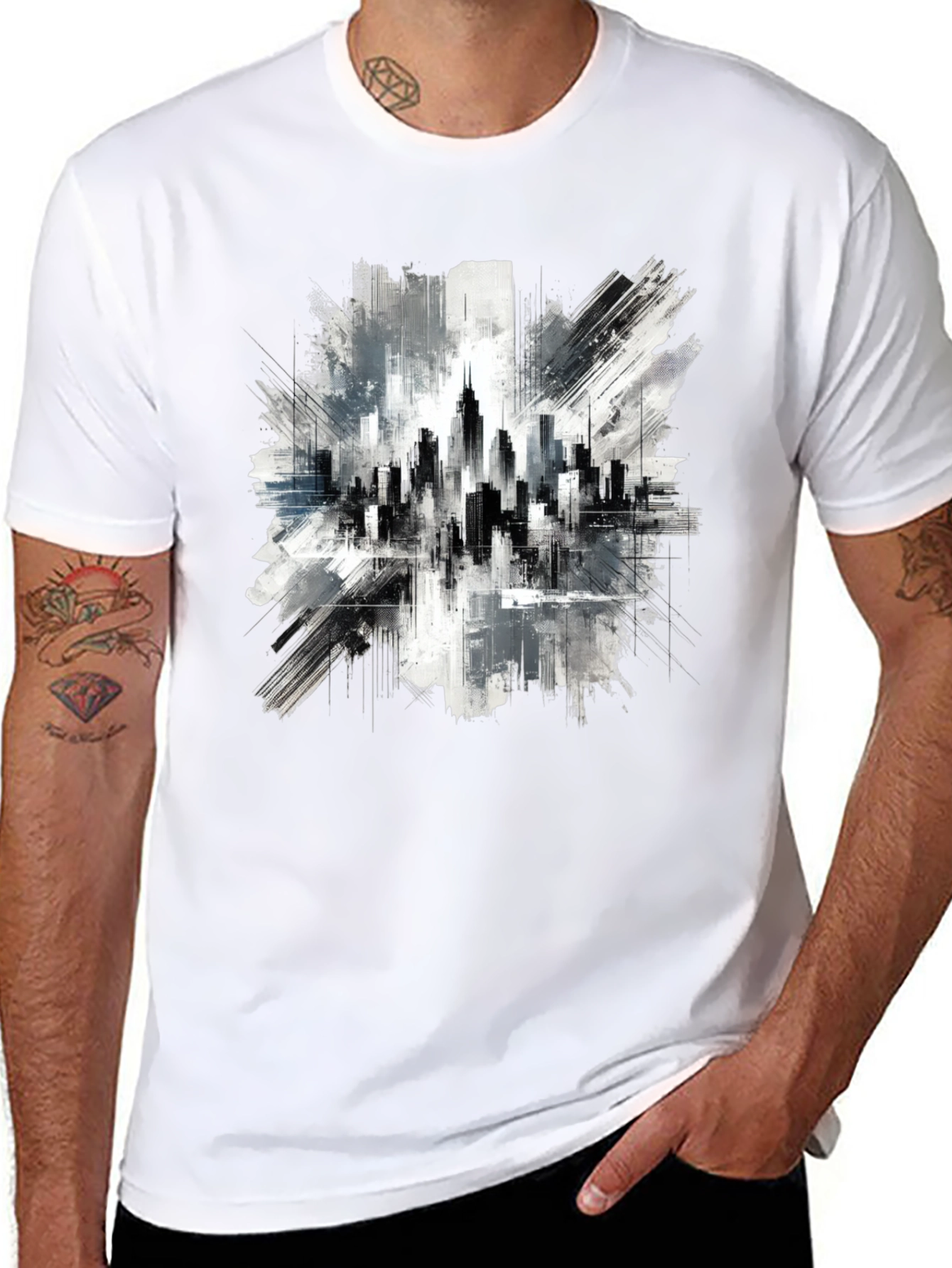 Cityscape Graphic Tee - Urban Art Style