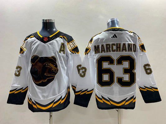 Men's Boston Bruins Brad Marchand #63 White Player Game Jerseys