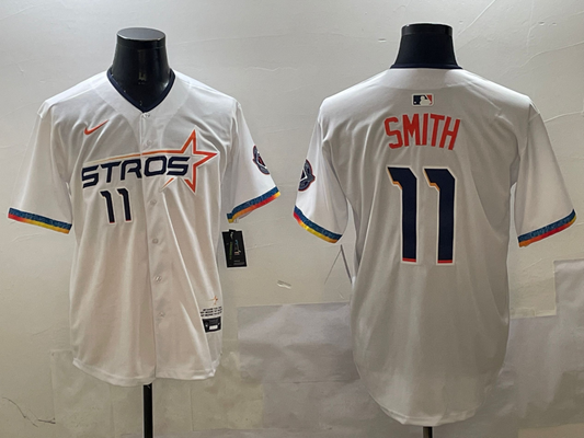Men's Houston Astros Cam Smith #11 White 2025 City Connect Limited Player Jerseys