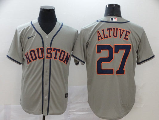 Men's Houston Astros Jose Altuve #27 Gray Replica Baseball Jerseys