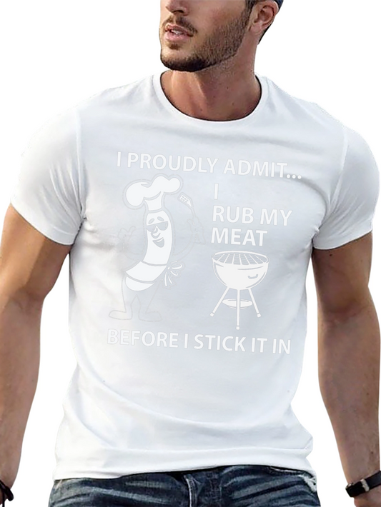 I Rub My Meat Funny BBQ Graphic T-Shirt