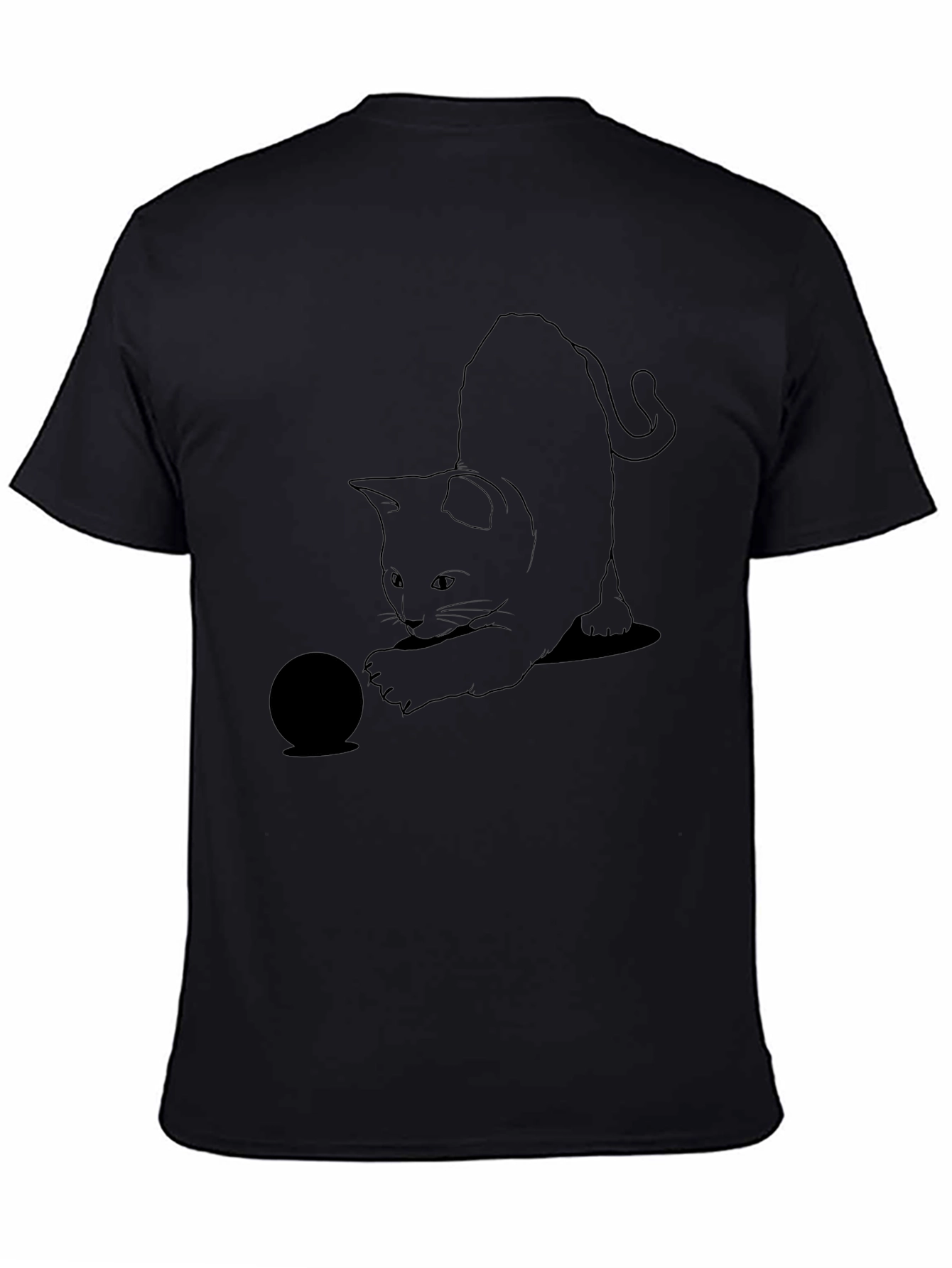 Black Cat Playing T-Shirt - Unique Graphic Tee