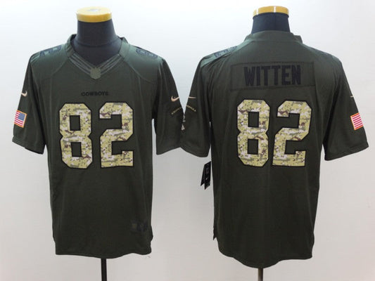 Men's Dallas Cowboys Jason Witten #82 Army Green Game Jerseys