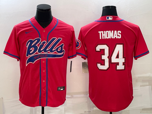 Men's Buffalo Bills Thurman Thomas #34 Red Game Jerseys Joint Edition