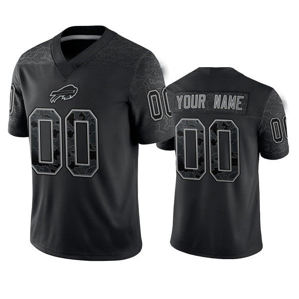 Custom1 Buffalo Bills Active Player Black Reflective Limited Stitched Football Jerseys Football Jerseys