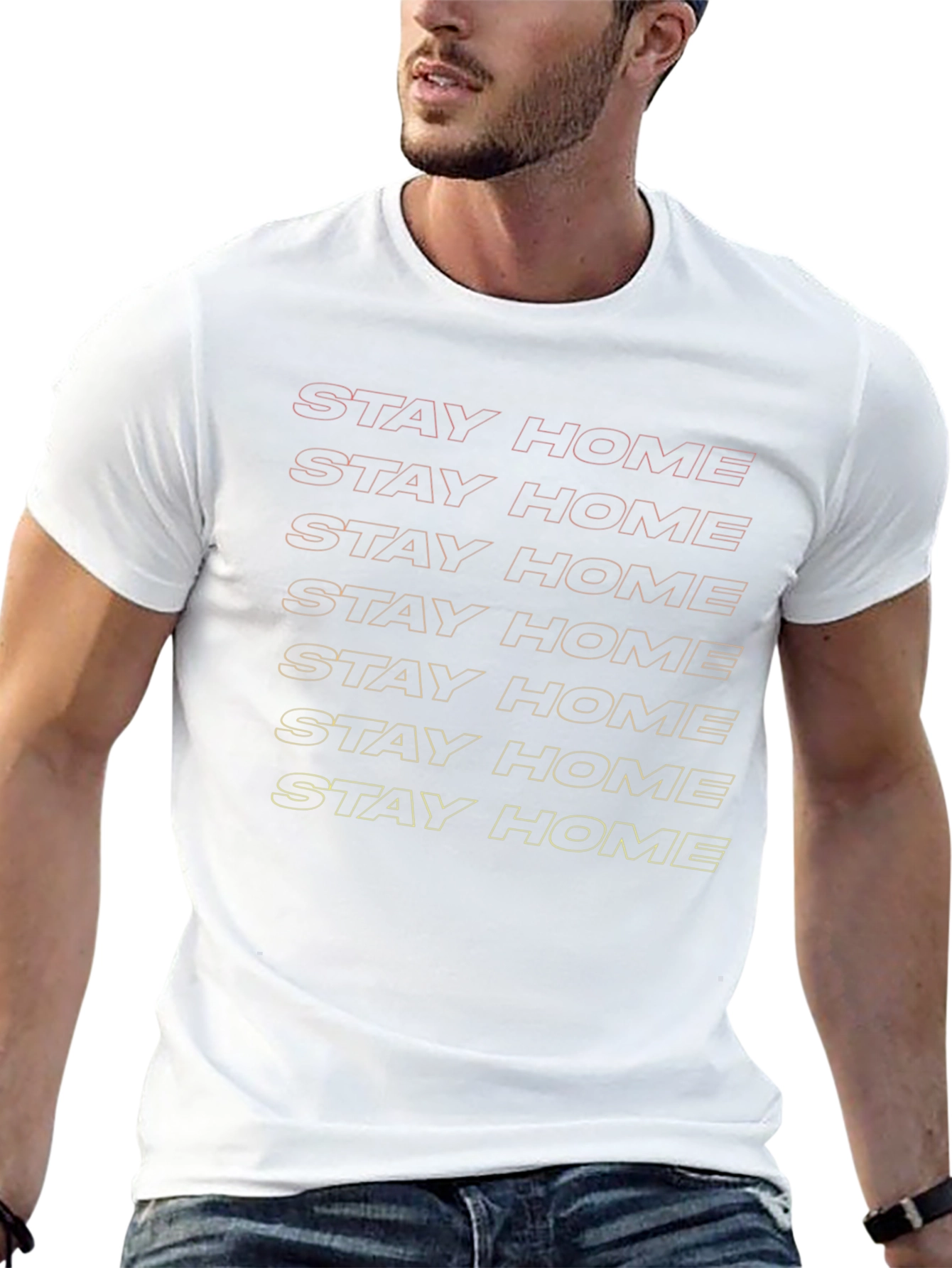 Stay Home Graphic Tee - Black Cotton T-Shirt