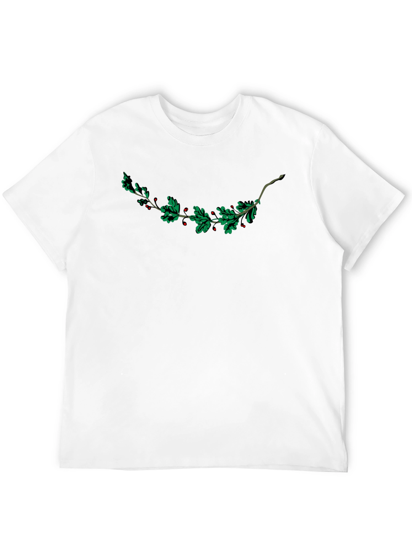 Festive Holly Berry Branch Graphic Tee - Black