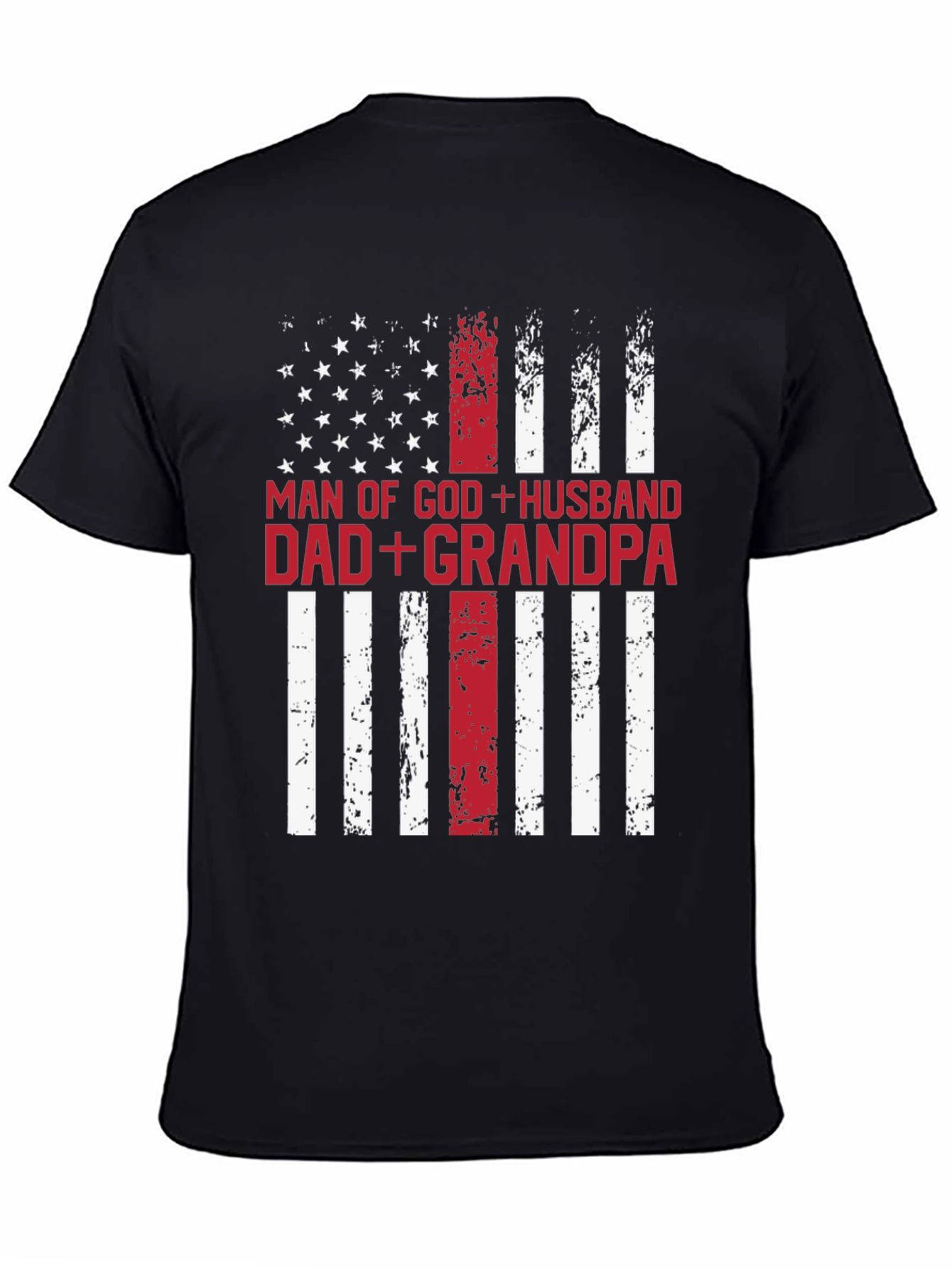 Man of God Husband Dad Grandpa Flag T-Shirt