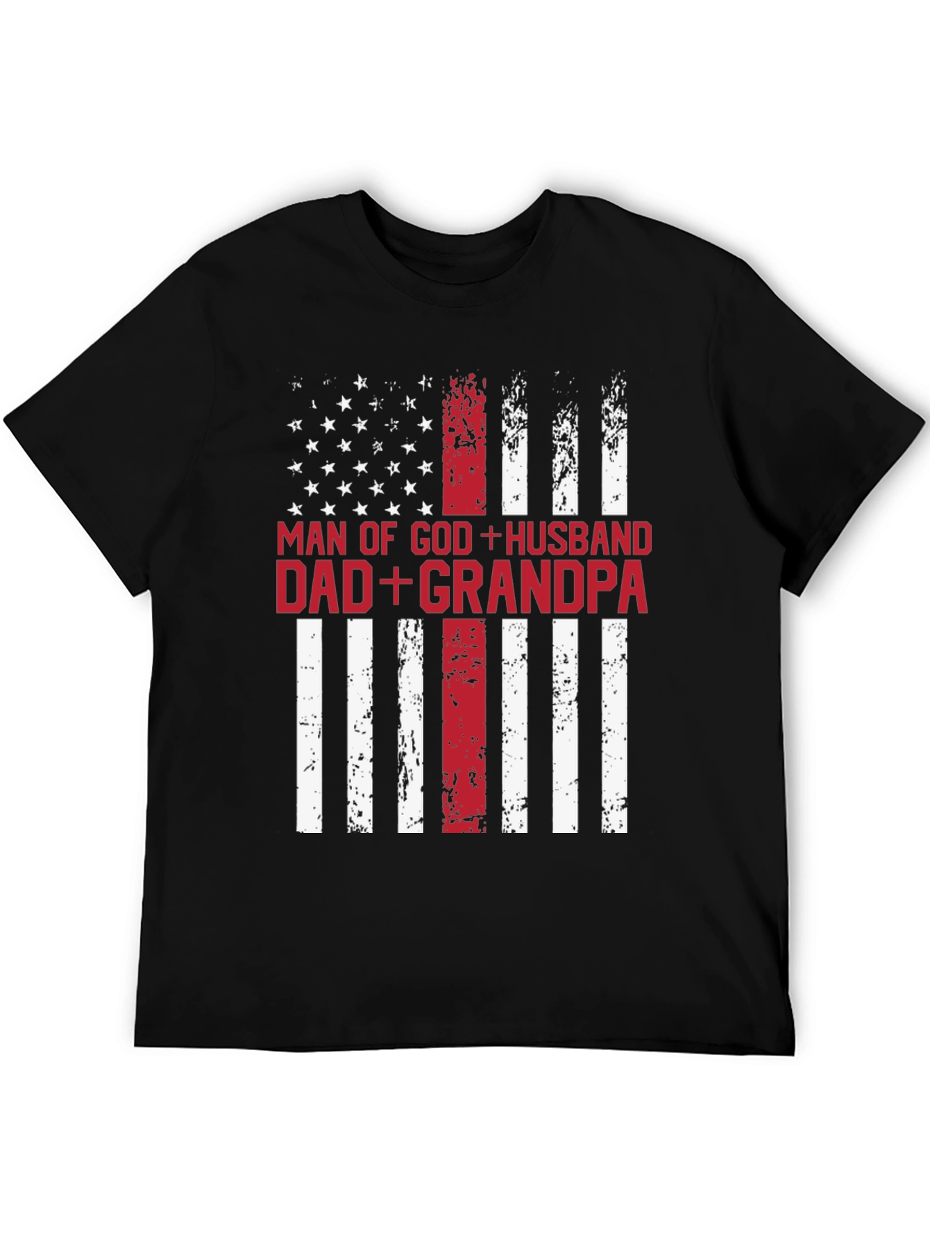 Man of God Husband Dad Grandpa Flag T-Shirt