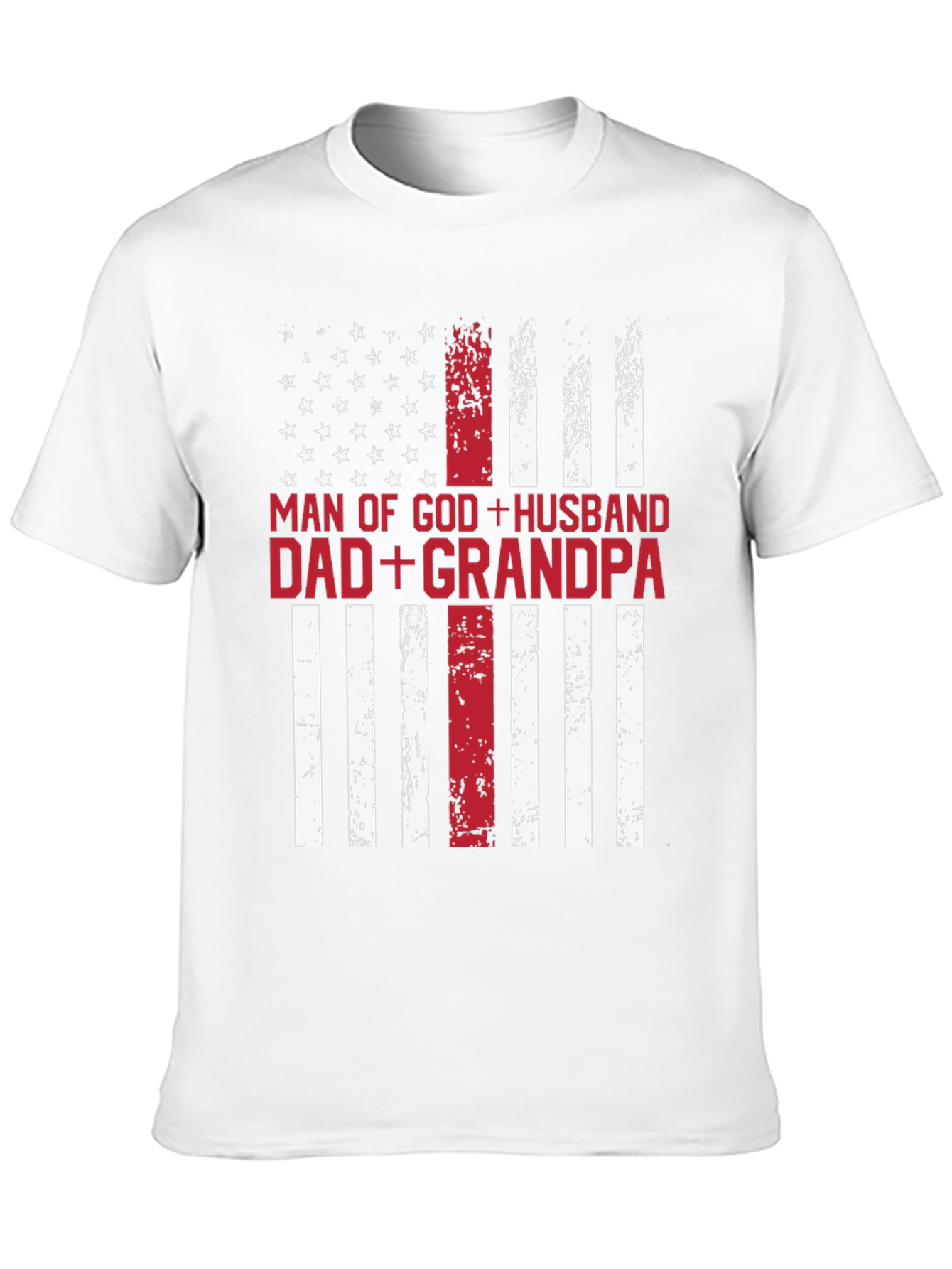 Man of God Husband Dad Grandpa Flag T-Shirt