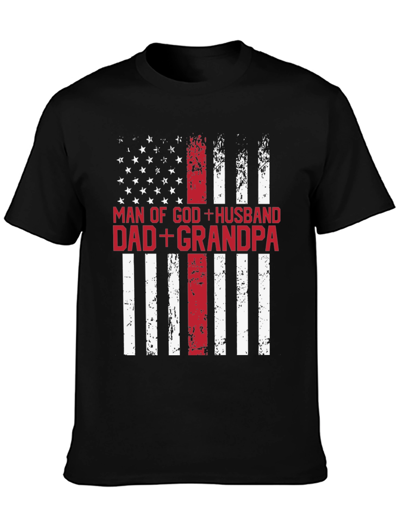 Man of God Husband Dad Grandpa Flag T-Shirt