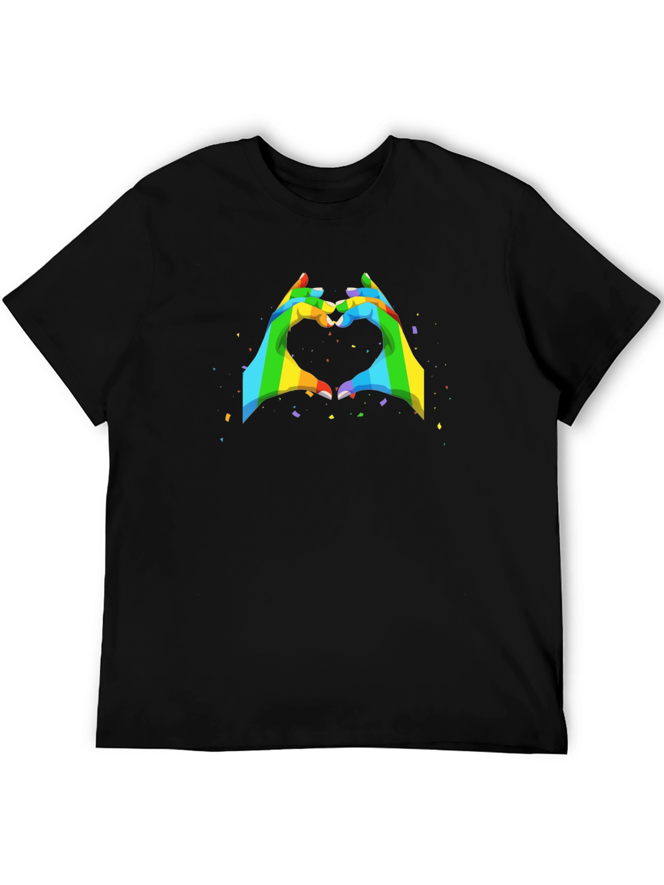 Rainbow Heart Hands Graphic Tee - Black
