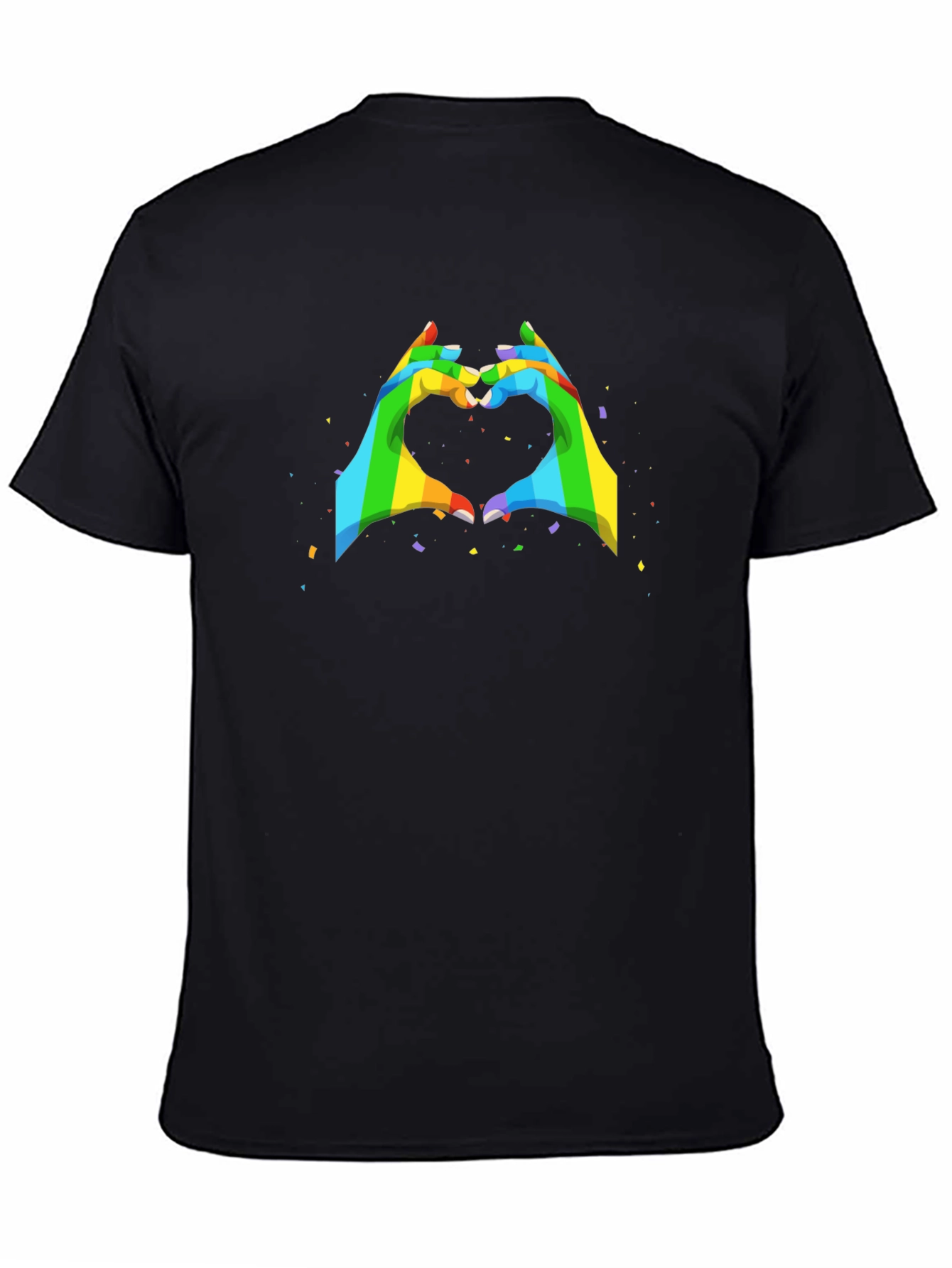 Rainbow Heart Hands Graphic Tee - Black