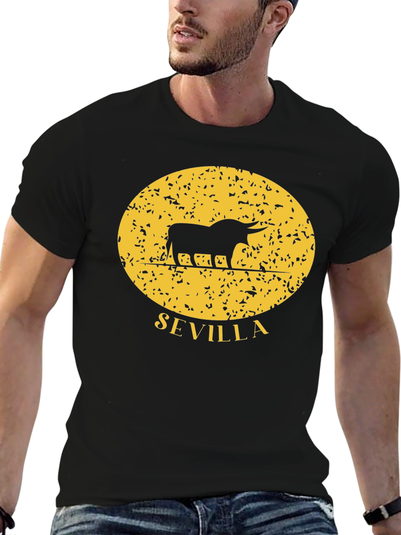 Sevilla Bull Silhouette Black T-Shirt