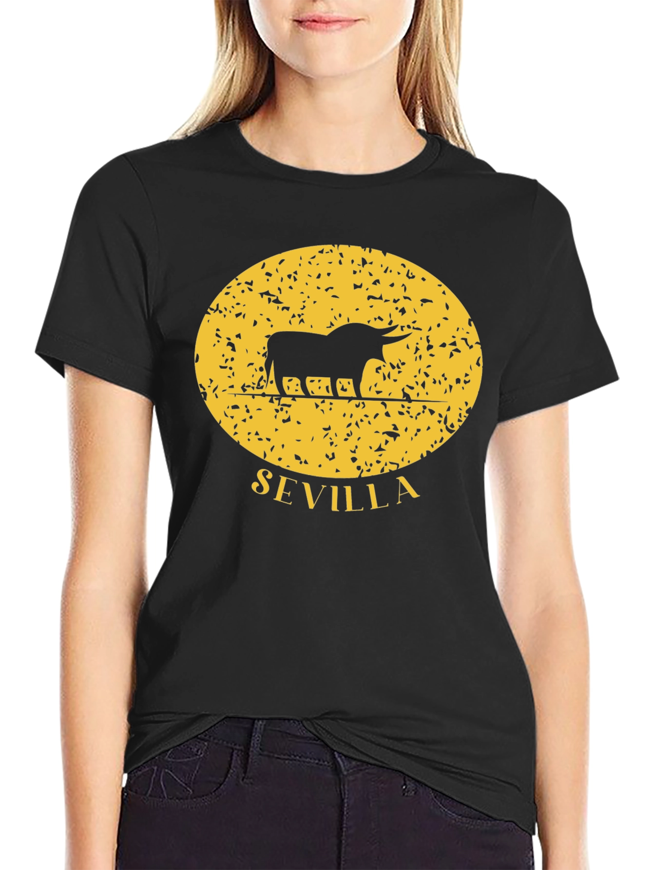 Sevilla Bull Silhouette Black T-Shirt