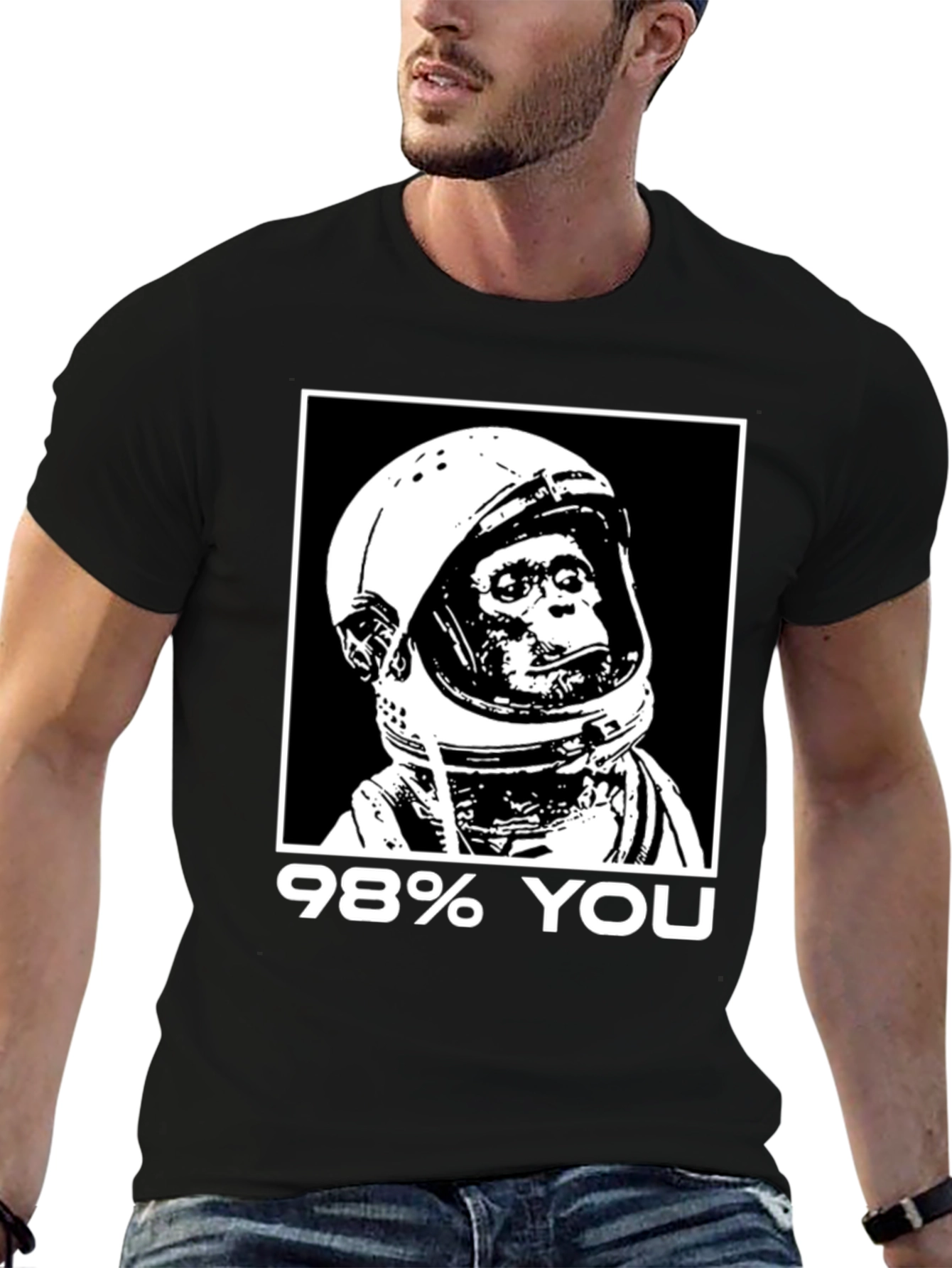 98% You Chimp Astronaut Black Graphic T-Shirt