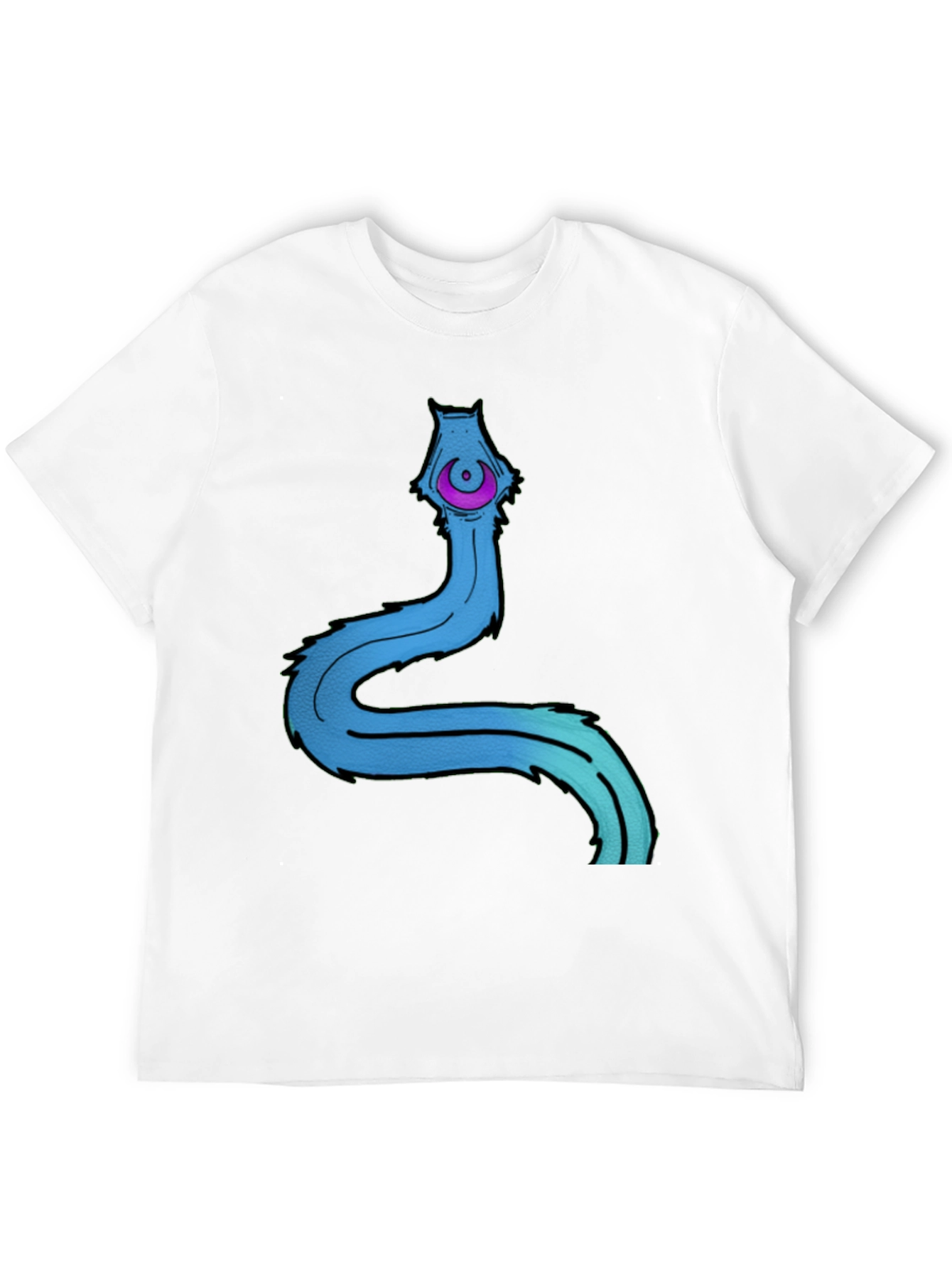 Mens Black T-Shirt with Cartoon Worm Graphic