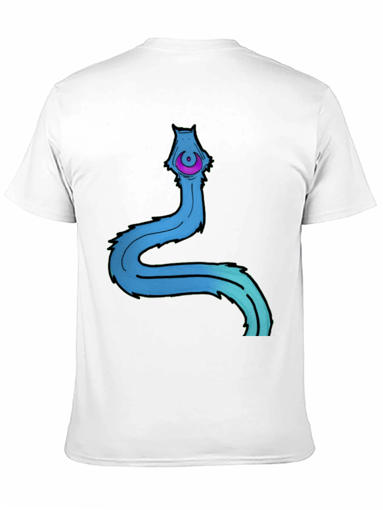 Mens Black T-Shirt with Cartoon Worm Graphic