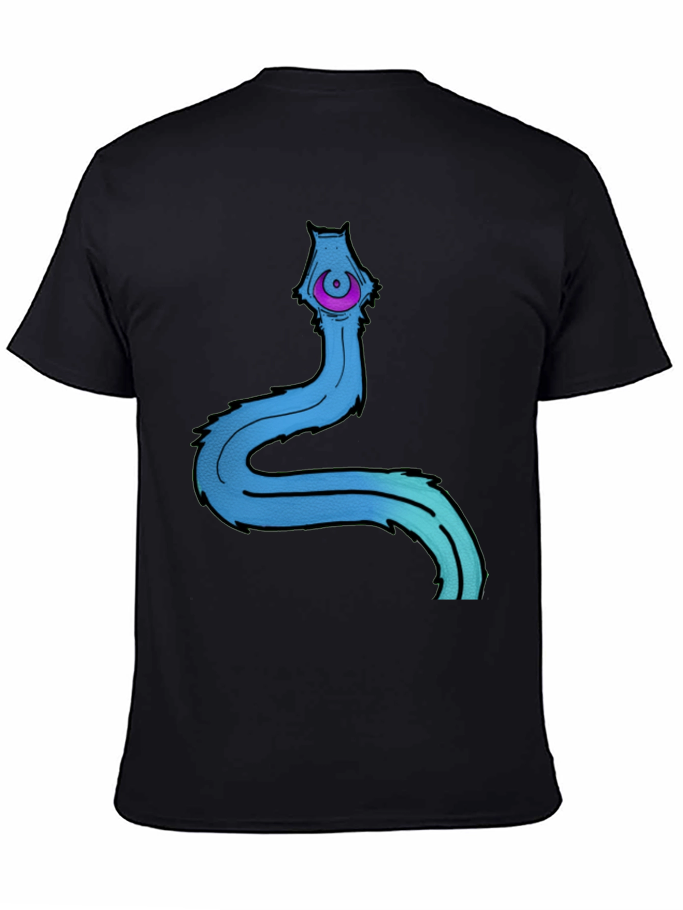 Mens Black T-Shirt with Cartoon Worm Graphic
