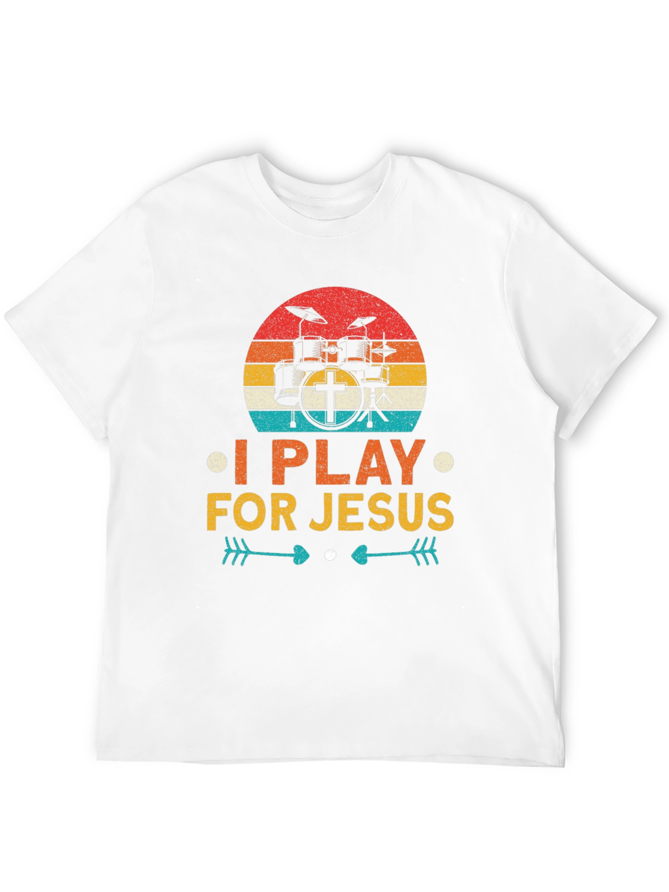 I Play For Jesus Drummer T-Shirt Christian Tee
