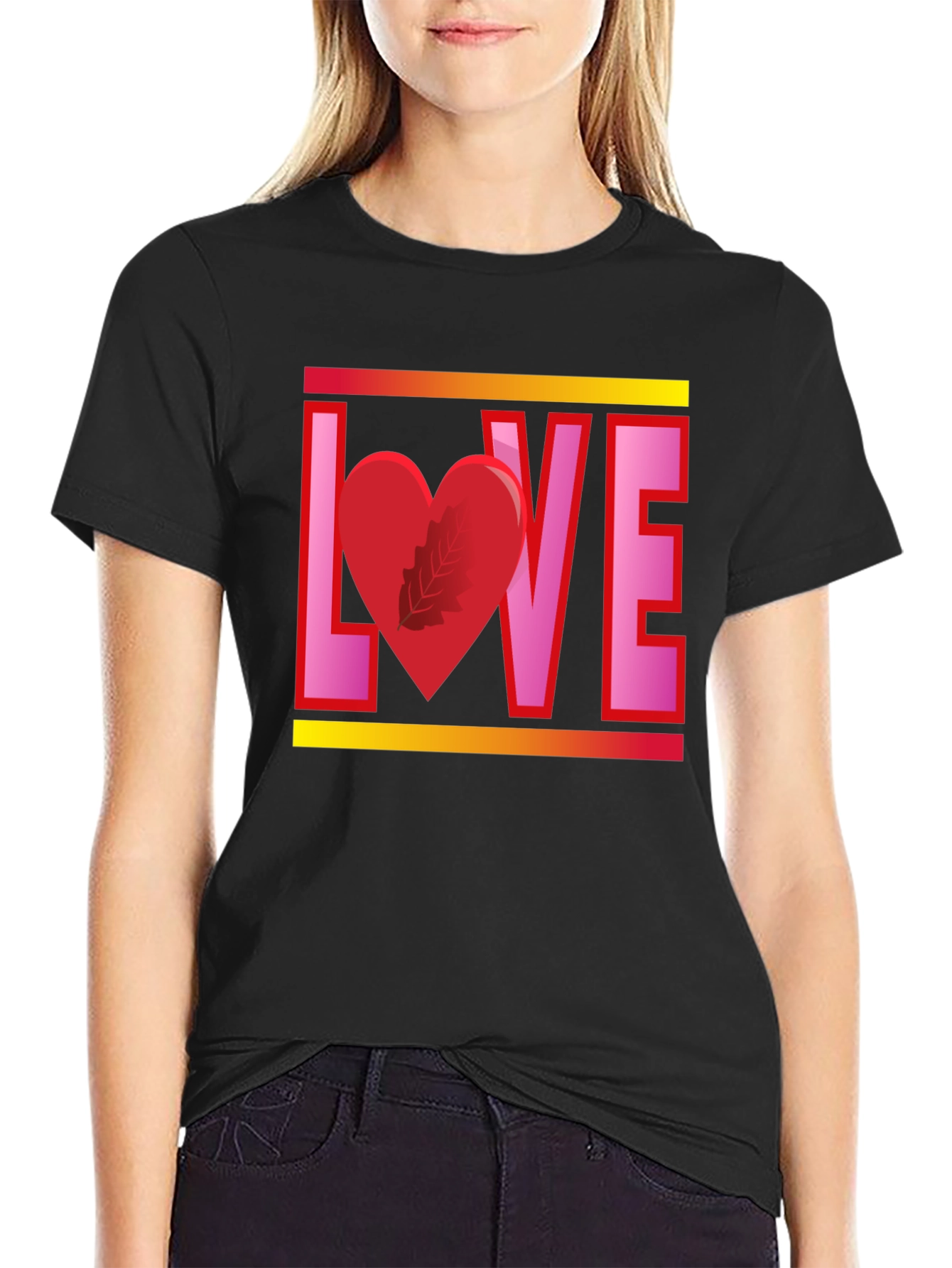 Love Graphic Print Black T-Shirt