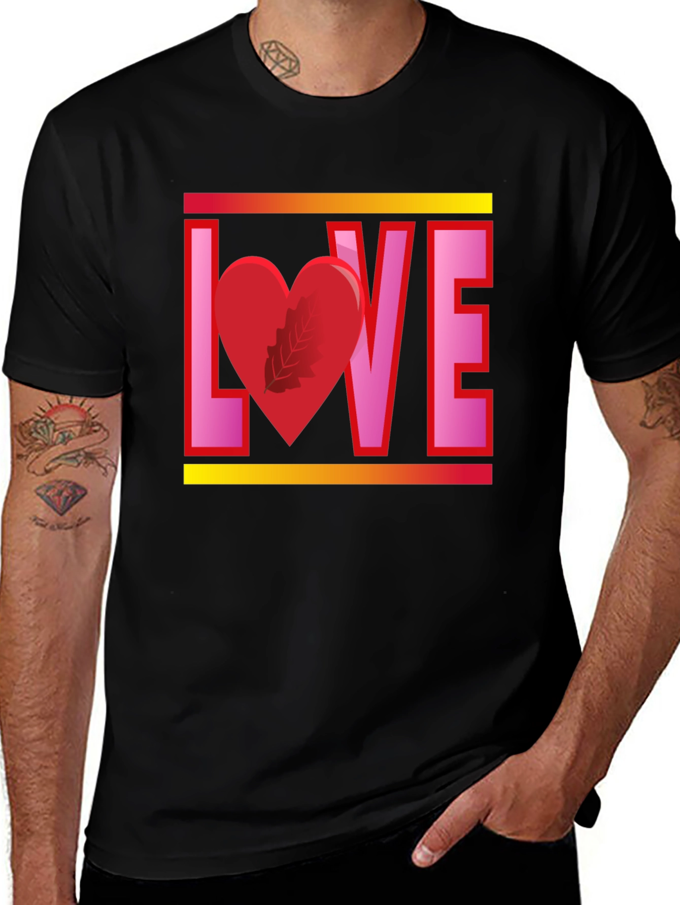 Love Graphic Print Black T-Shirt