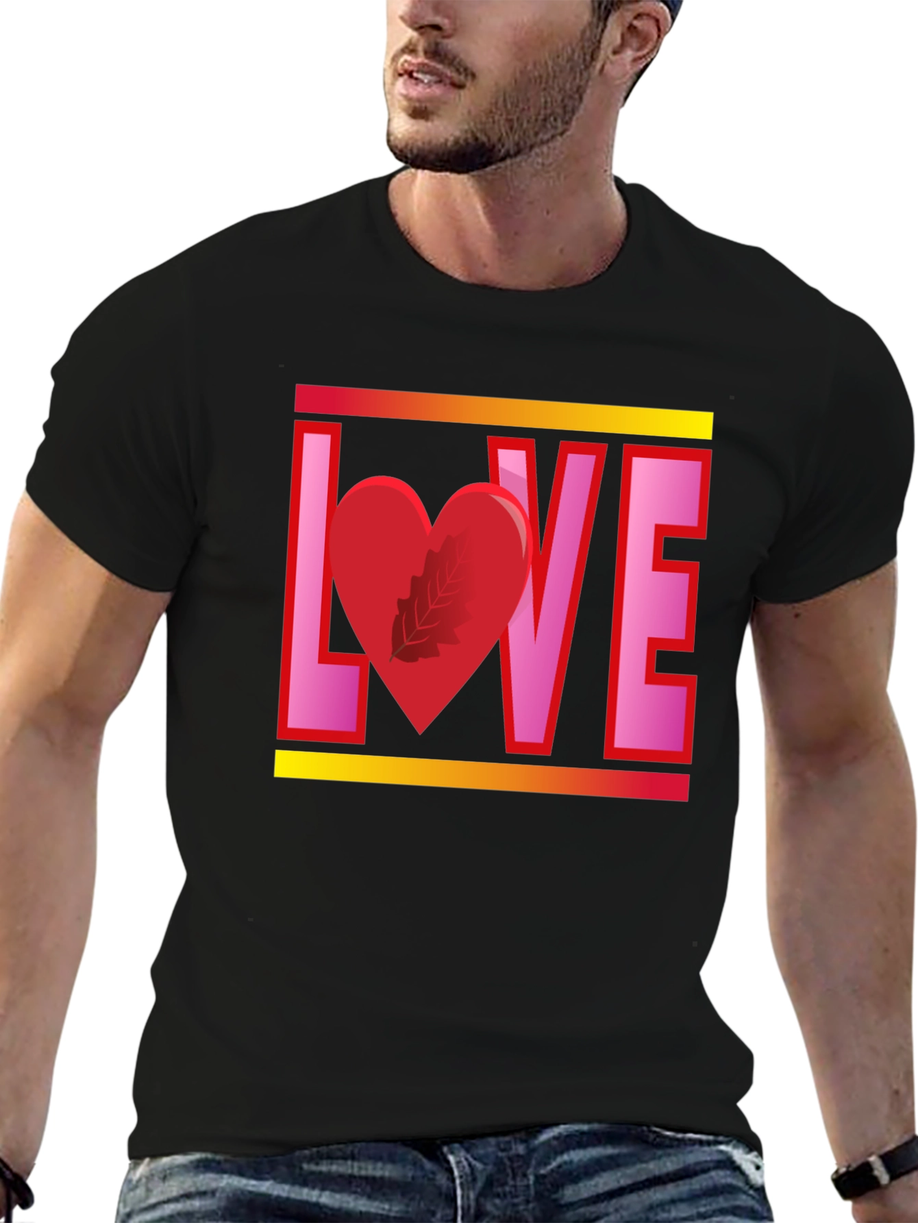 Love Graphic Print Black T-Shirt