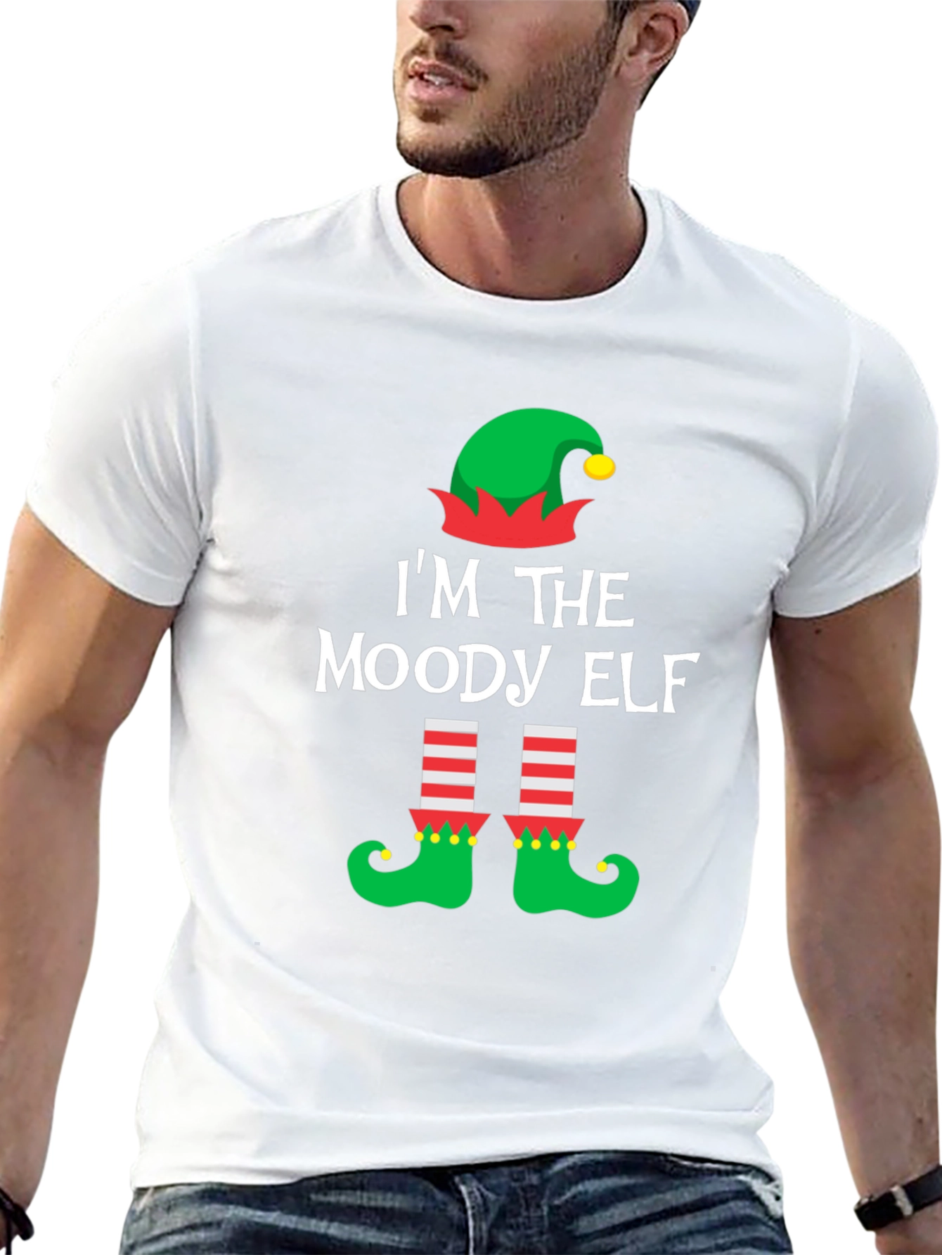 Moody Elf Christmas T-Shirt - Holiday Humor Apparel