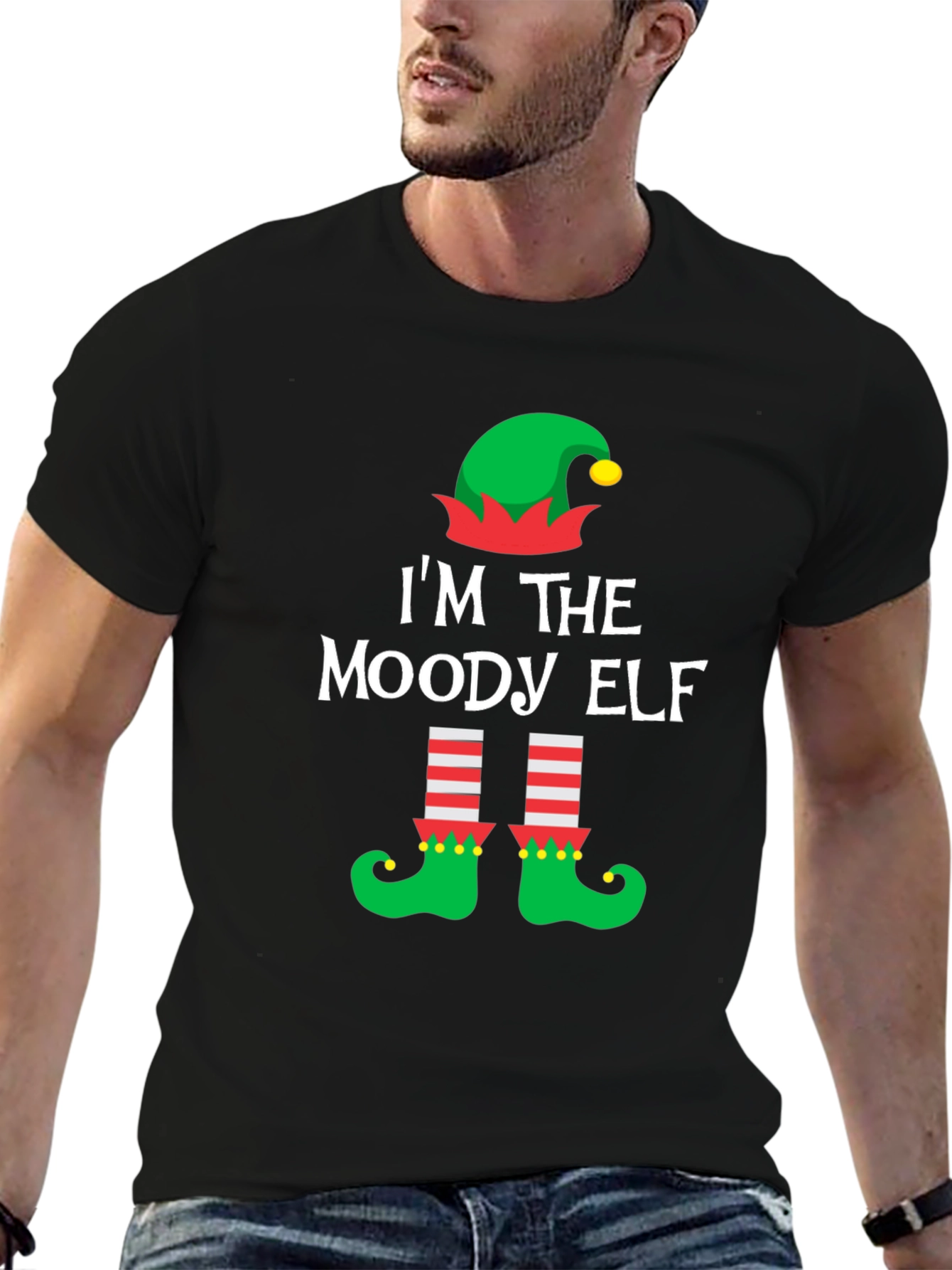 Moody Elf Christmas T-Shirt - Holiday Humor Apparel