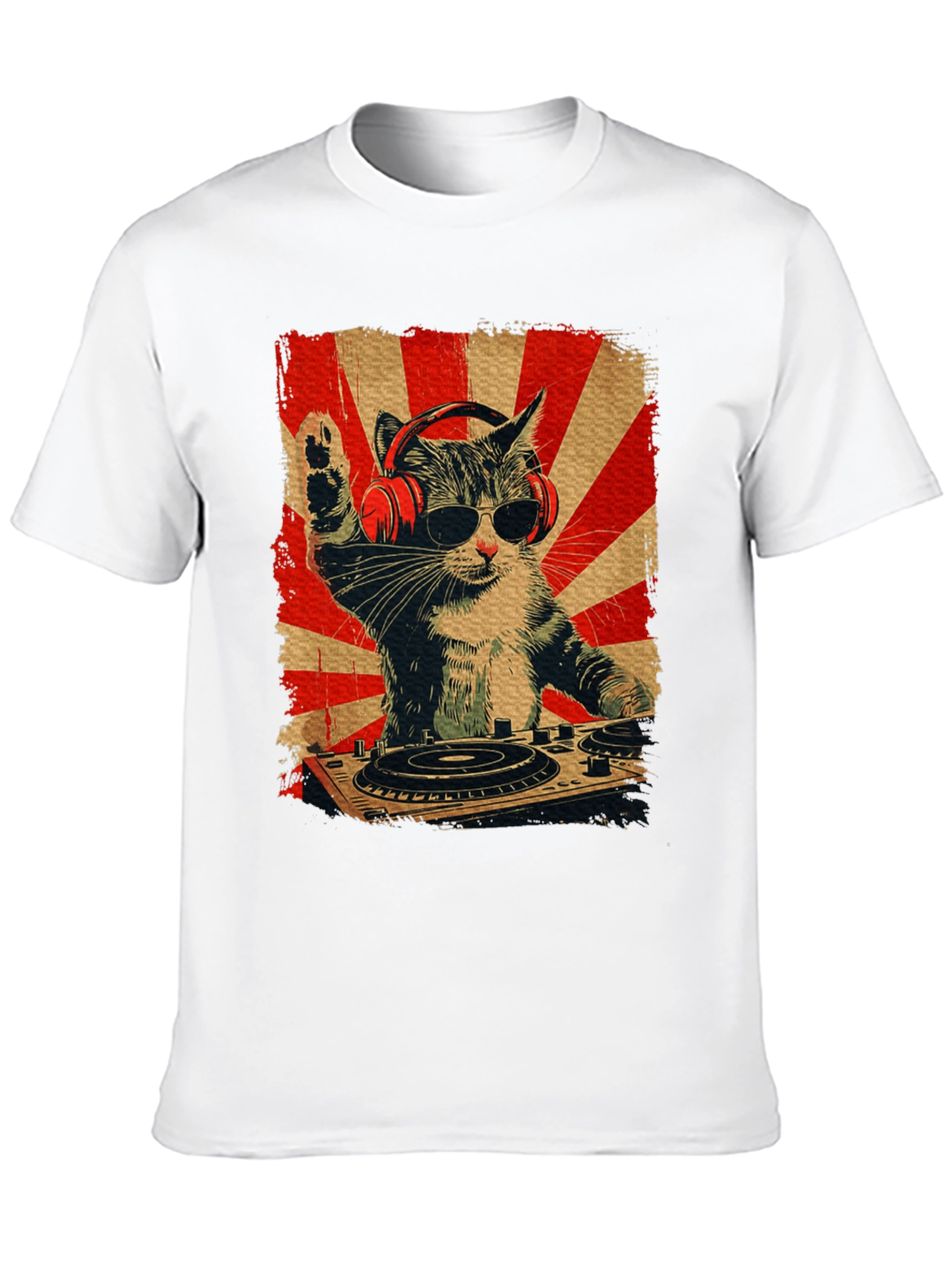 DJ Cat Graphic Tee - Black T-Shirt