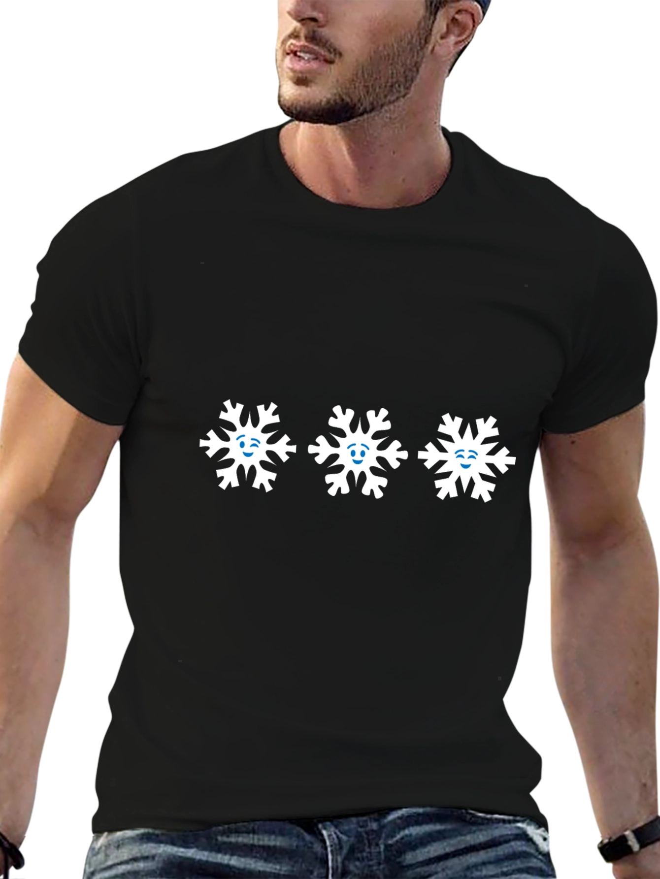 Snowflake Emoji Graphic Tee - Black