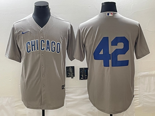 Men's Chicago Cubs #42 Gray Road 2024 Jackie Robinson Day Elite Jerseys