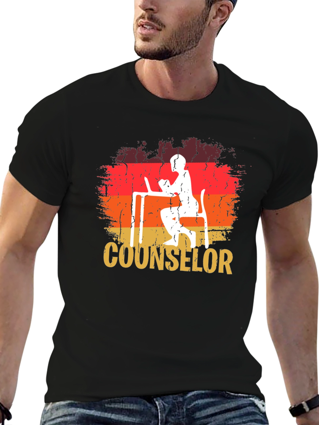 Counselor Retro Graphic Tee - Black Cotton T-Shirt