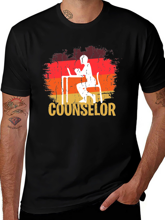 Counselor Retro Graphic Tee - Black Cotton T-Shirt