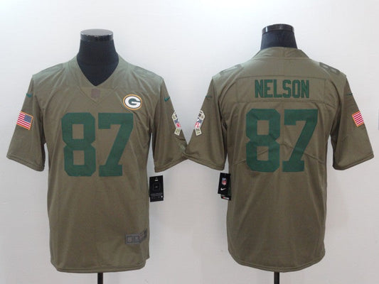 Men's Green Bay Packers Jordy Nelson #87 Brown Game Jerseys