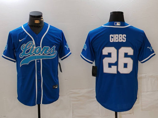 Men's Detroit Lions Jahmyr Gibbs #26 Blue Game Jerseys