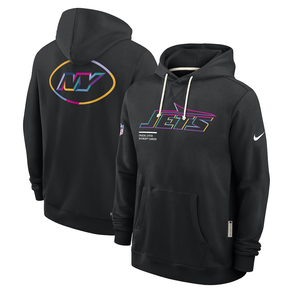 Men's New York Jets Nike Black 2025 NFL Crucial Catch Sideline Standard Issue Dri-FIT Hoodie