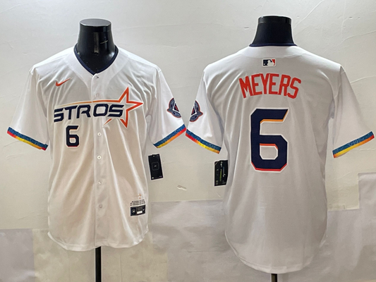Men's Houston Astros Jake Meyers #6 White 2025 City Connect Limited Player Jerseys