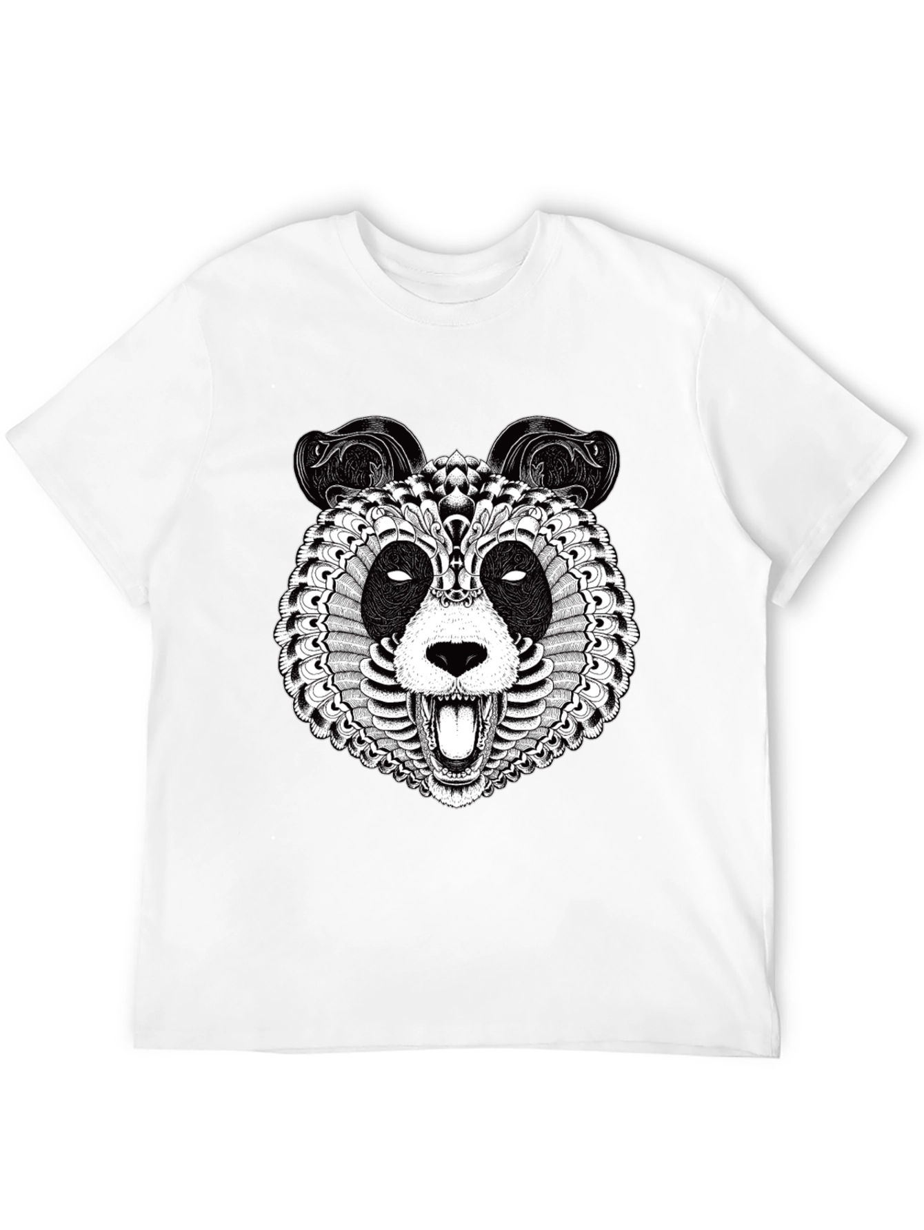 Intricate Panda Graphic T-Shirt - Black