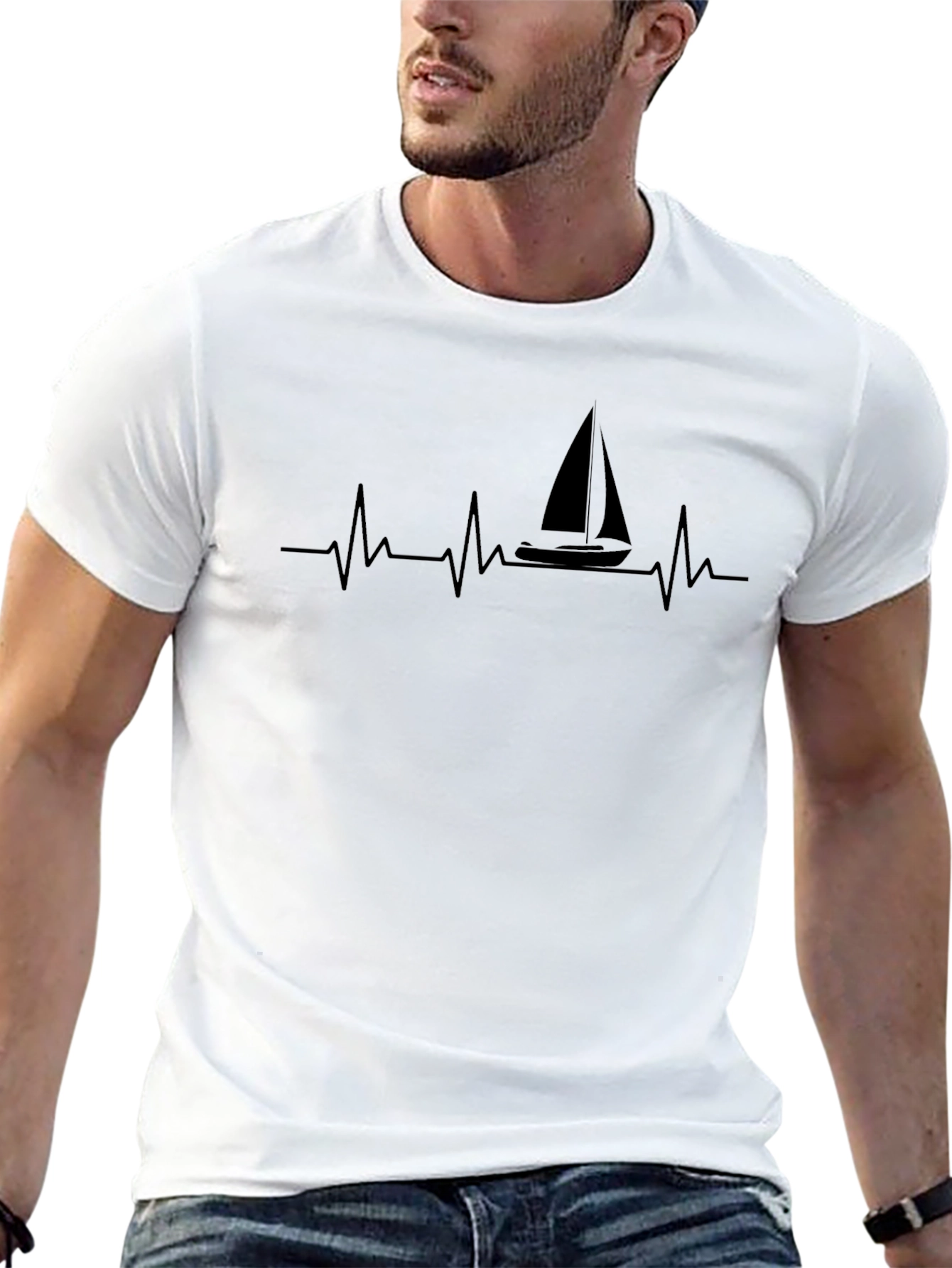 Sailboat Heartbeat Graphic T-Shirt