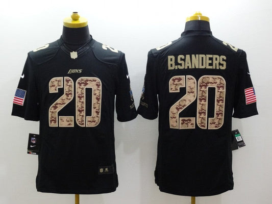 Men's Detroit Lions Barry Sanders #20 Black Game Jerseys
